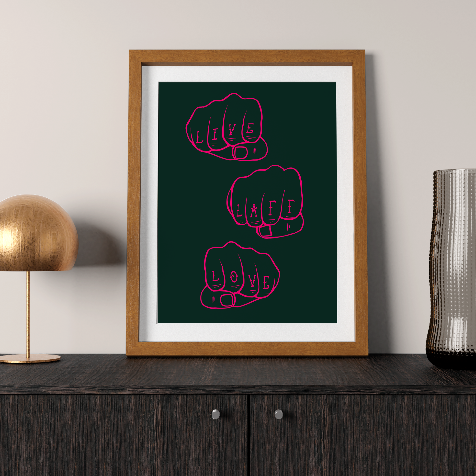 LIVE LAFF LOVE Ltd Edition Print - Green/Pink nu05iz-sf.myshopify.com