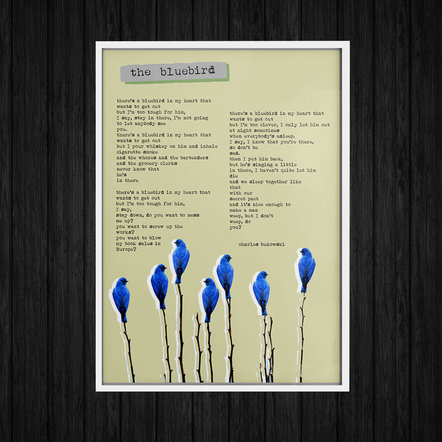 Charles Bukowski THE BLUEBIRD Ltd Edition Print nu05iz-sf.myshopify.com